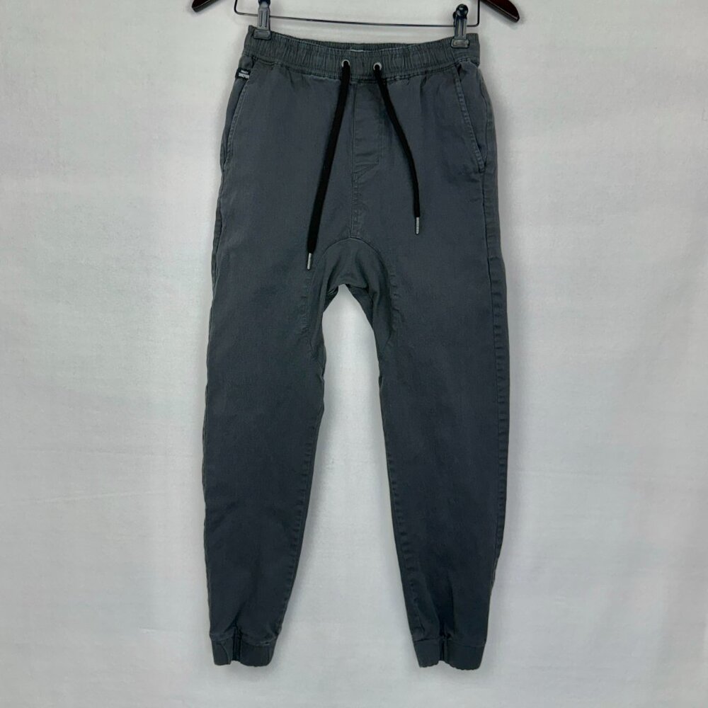 Zanerobe Men's Sureshot Jogger Pants 26 Washed Charcoal Grey Drop Crotch Cotton‎